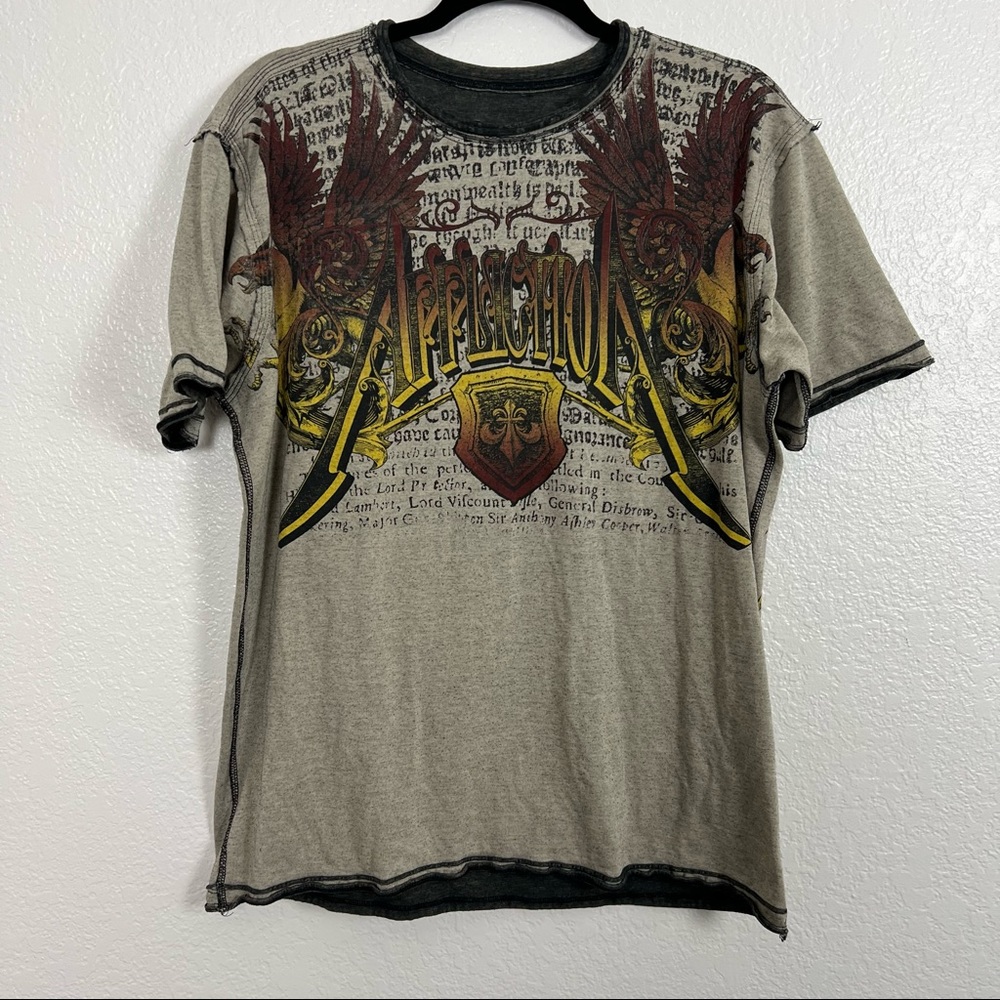 Affliction Mens Short Sleeve T-Shirt Reversible Size Large